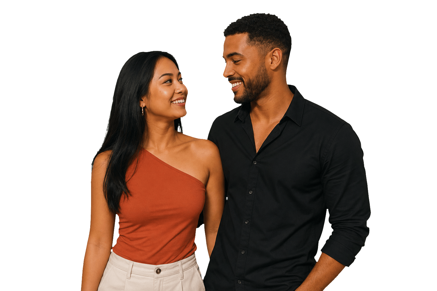 Casal brasileiro representando uma busca por relacionamento sério